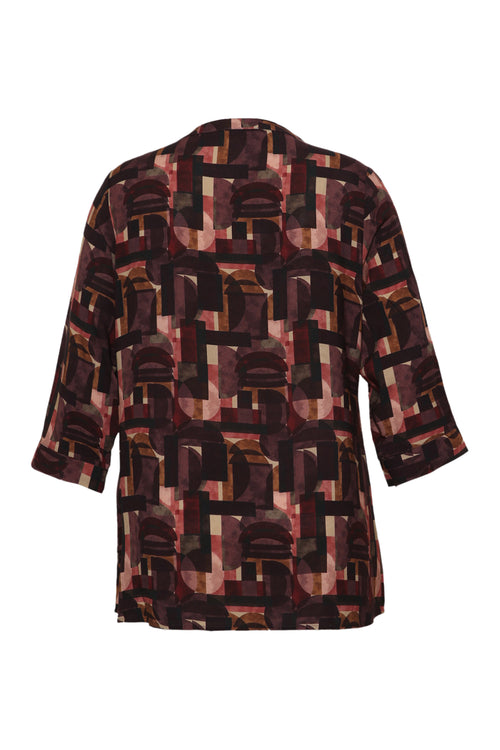 Blouse van bedrukte viscose met grafisch dessin-Paprika-2