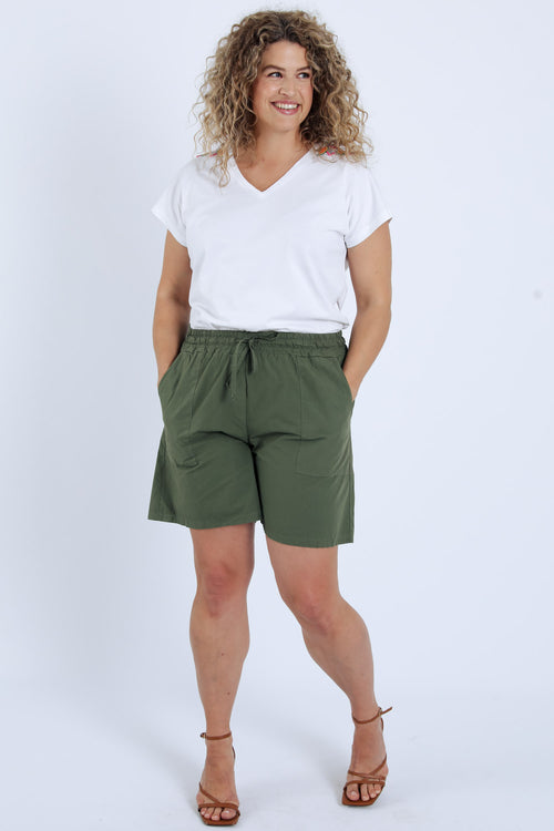 Effen katoenen short-Paprika-7