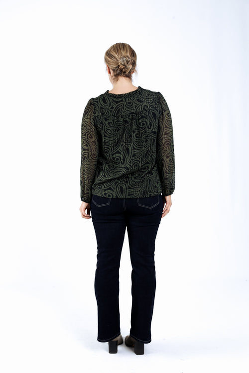Bicolor blouse met paisleyprint-Paprika-2