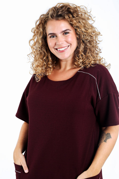 Effen korte jurk-Paprika-4