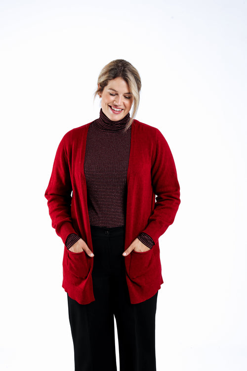 Cardigan en viscose uni-Paprika-1
