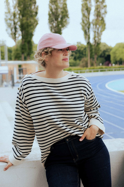 Pull marinière avec boutons-Paprika-1