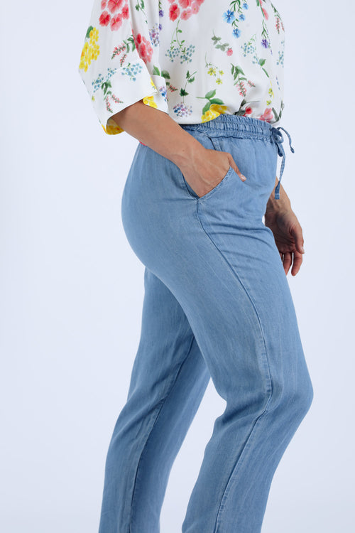 Effen tencel broek-Paprika-5