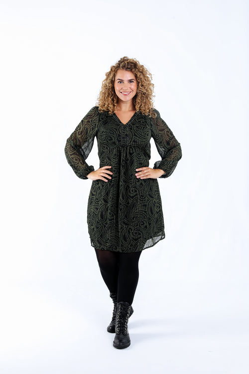 Robe courte imprimé folk-Paprika-6