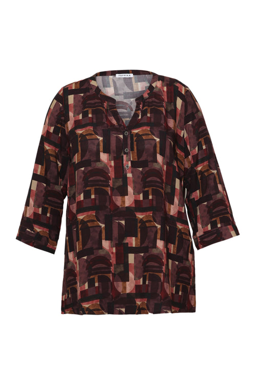 Blouse van bedrukte viscose met grafisch dessin-Paprika-1