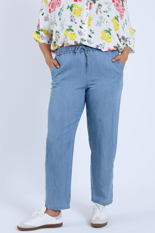 Effen tencel broek-Paprika-1