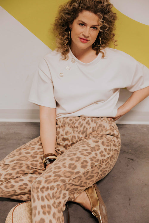 Pantalon en coton imprimé peau de bête-Paprika-1