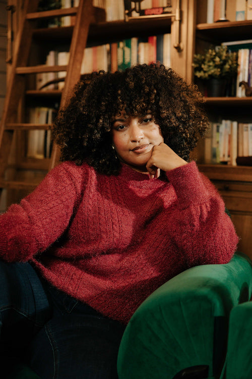 Pull maille poilue uni-Paprika-1