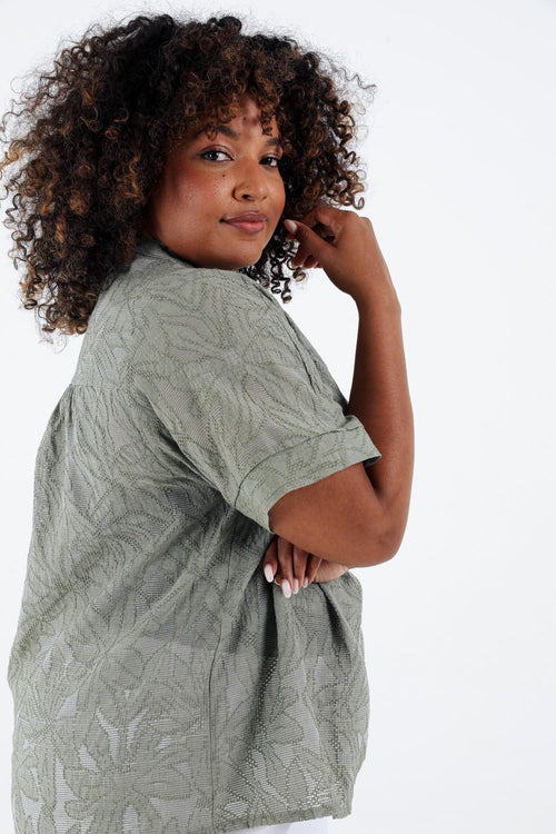 Blouse jacquard en viscose unie-Paprika-5