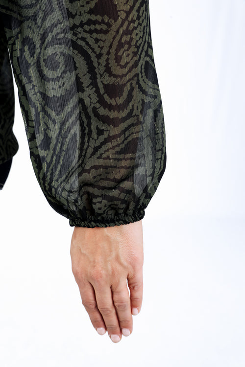 Bicolor blouse met paisleyprint-Paprika-6