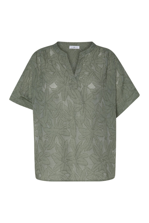 Blouse jacquard en viscose unie-Paprika-10