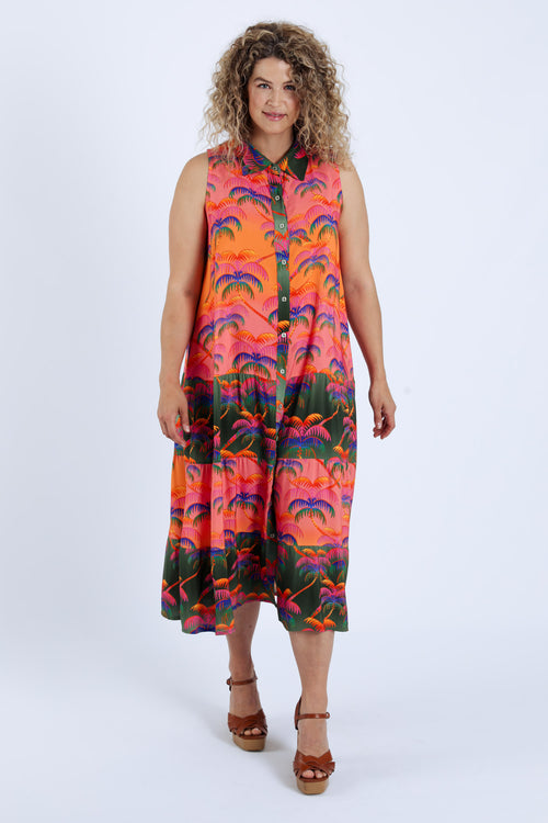 Robe en viscose imprimé palmiers-Paprika-8