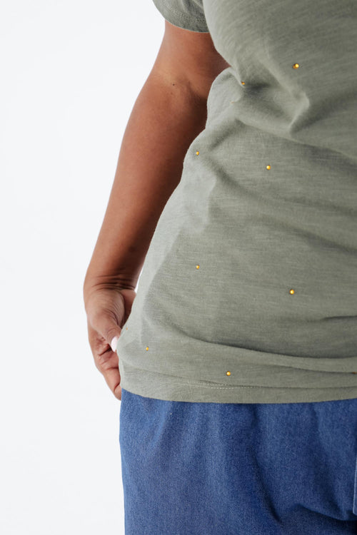 T-shirt en coton avec palmier en sequins-Paprika-6