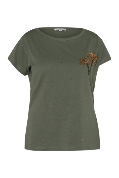 T-shirt en coton avec palmier en sequins-Paprika-10