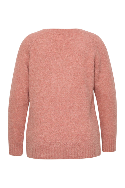 Effen bouclé trui-Paprika-10