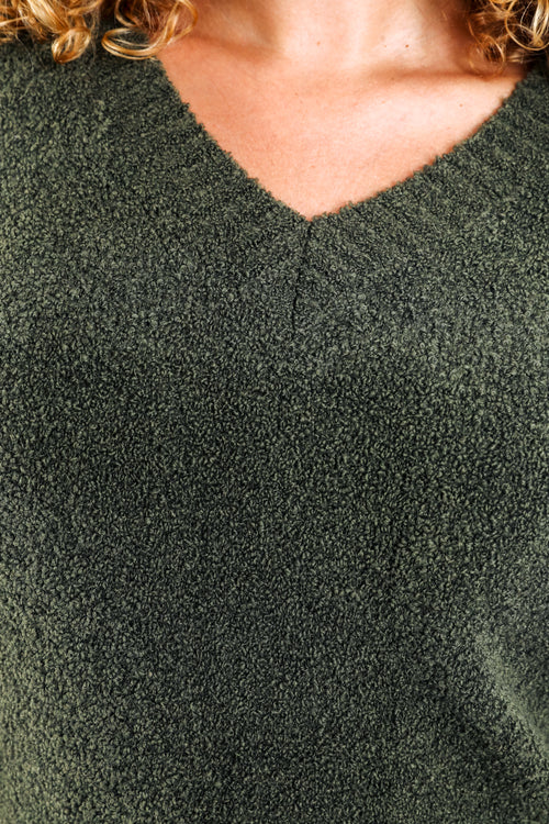 Effen gebreide bouclé trui-Paprika-4