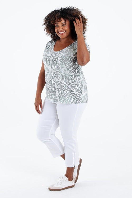 Foil bedrukt T-shirt met bladeren-Paprika-8