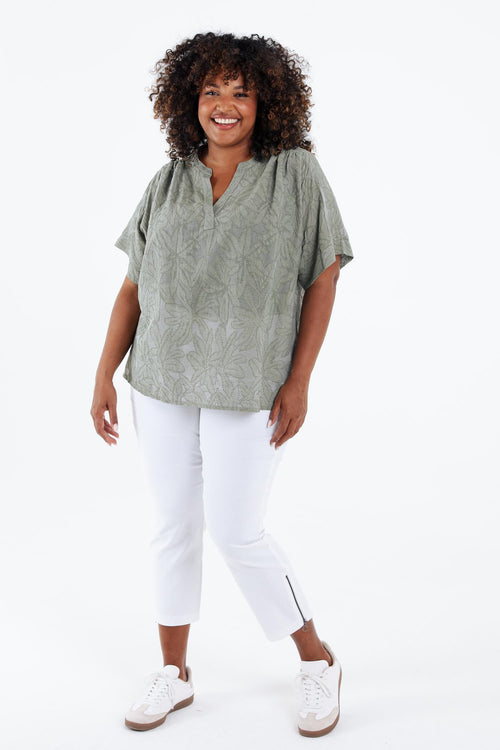 Blouse jacquard en viscose unie-Paprika-8