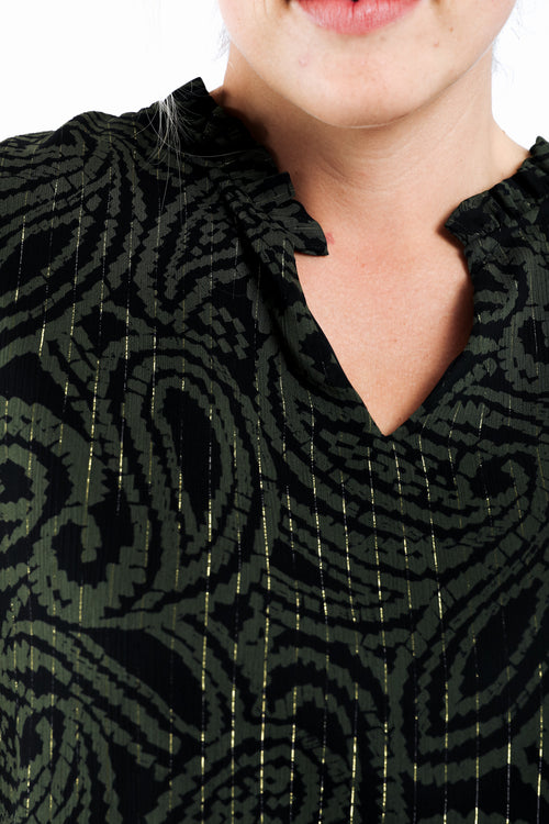 Bicolor blouse met paisleyprint-Paprika-4
