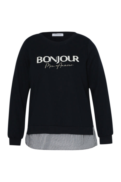 Sweat Bonjour met nep-overhemd-Paprika-11