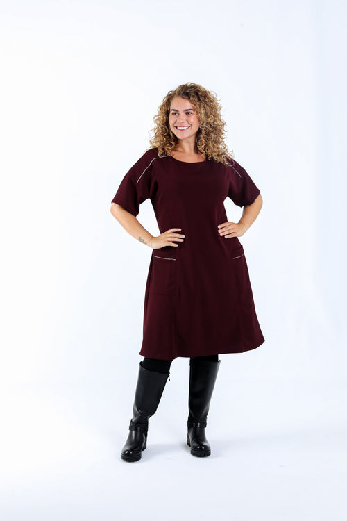 Effen korte jurk-Paprika-6