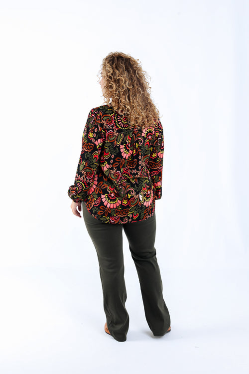 Blouse en viscose imprimé folk-Paprika-3