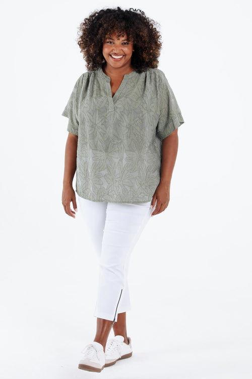 Blouse jacquard en viscose unie-Paprika-7