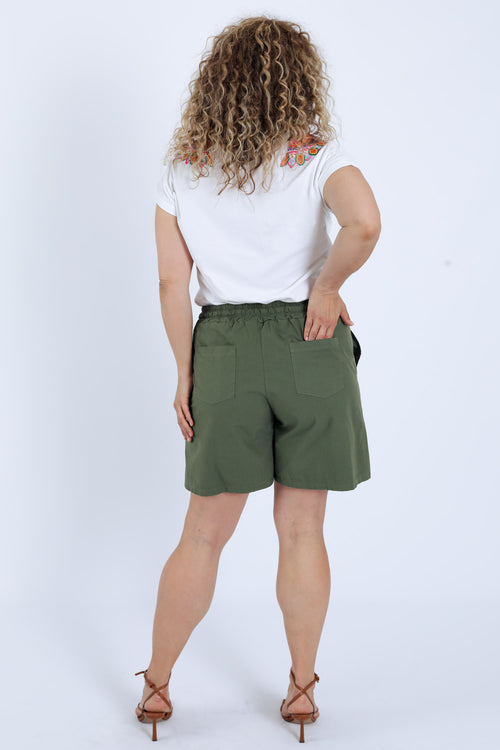 Effen katoenen short-Paprika-2