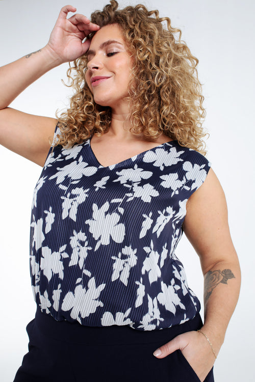 Combinaison bi-matière imprimé fleuri-Paprika-3