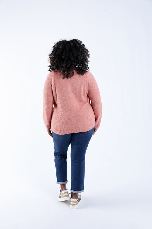 Effen bouclé trui-Paprika-3