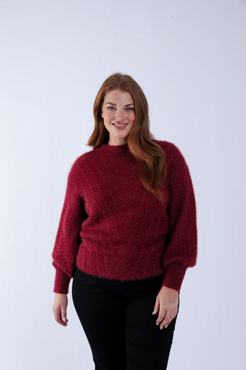 Pull maille poilue uni-Paprika-2