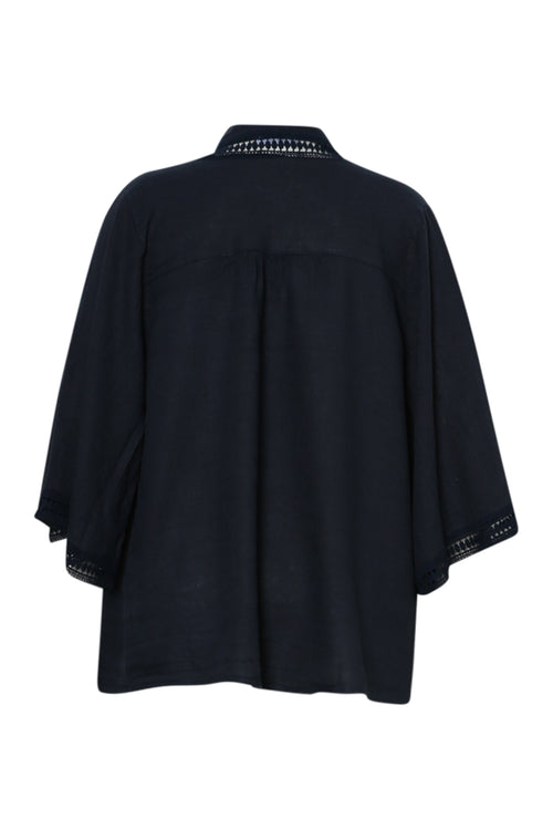 Veste en lin unie détail ajouré-Paprika-11