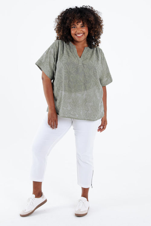 Blouse jacquard en viscose unie-Paprika-9