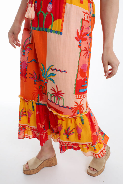 Tropical patch bedrukte katoen rok-Paprika-5