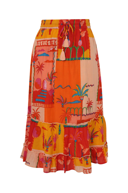 Tropical patch bedrukte katoen rok-Paprika-10