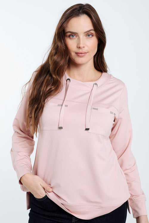 Sweat en molleton uni avec stass-Paprika-1