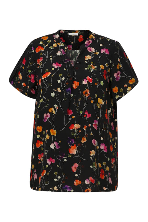 Bloes met bloemenprint van viscose-Paprika-1