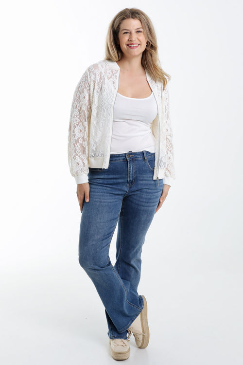 Bomber en coton maille filet fleurs-Paprika-9