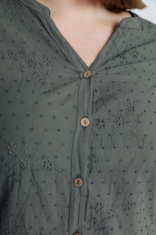 Blouse en coton unie broderies et plumetis-Paprika-3