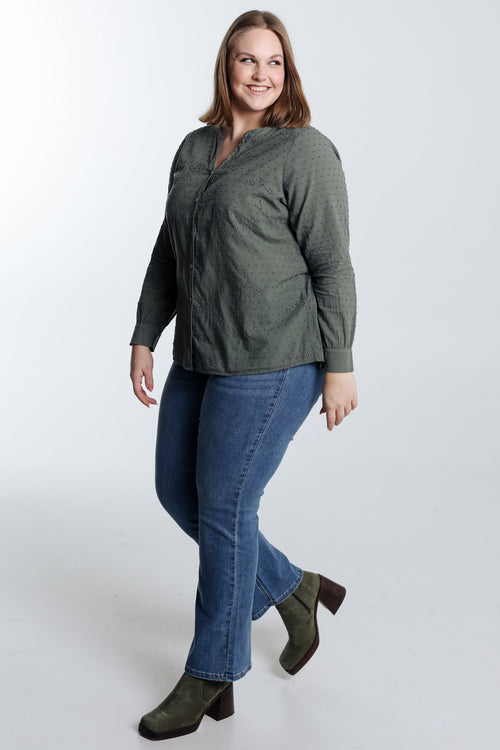 Blouse en coton unie broderies et plumetis-Paprika-9