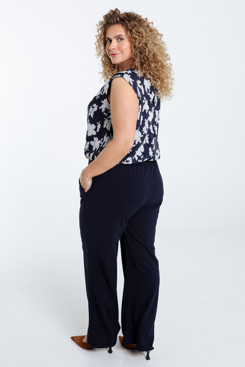 Combinaison bi-matière imprimé fleuri-Paprika-2