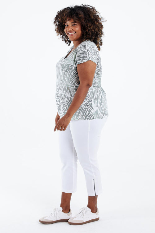 Foil bedrukt T-shirt met bladeren-Paprika-9