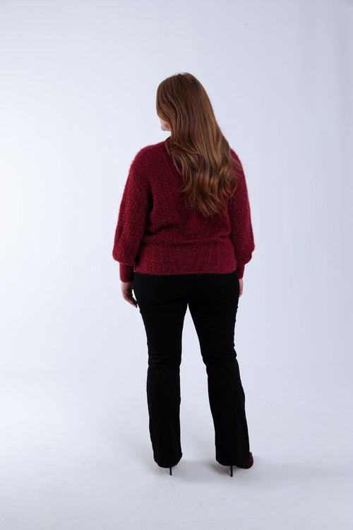 Pull maille poilue uni-Paprika-3