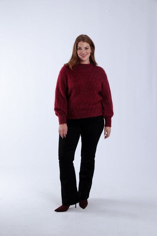 Pull maille poilue uni-Paprika-7