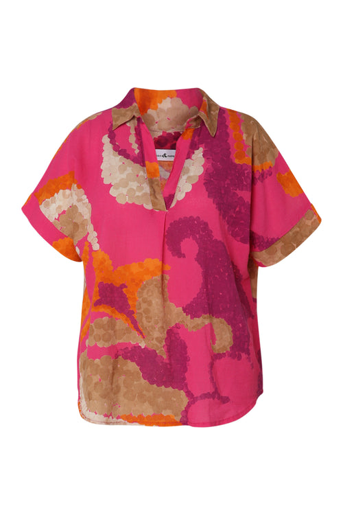 Bloes van katoen met bloemenprint-Paprika-10