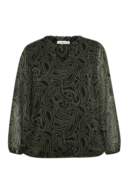 Bicolor blouse met paisleyprint-Paprika-9