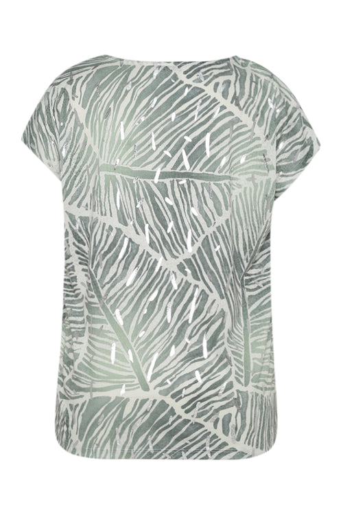 Foil bedrukt T-shirt met bladeren-Paprika-11