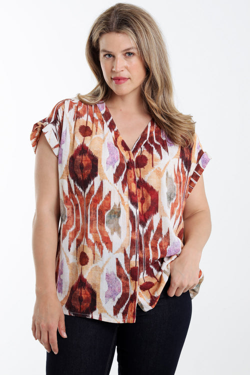 Viscose blouse met etnisch print-Paprika-1