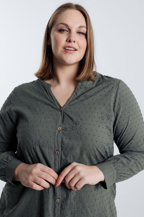 Blouse en coton unie broderies et plumetis-Paprika-5