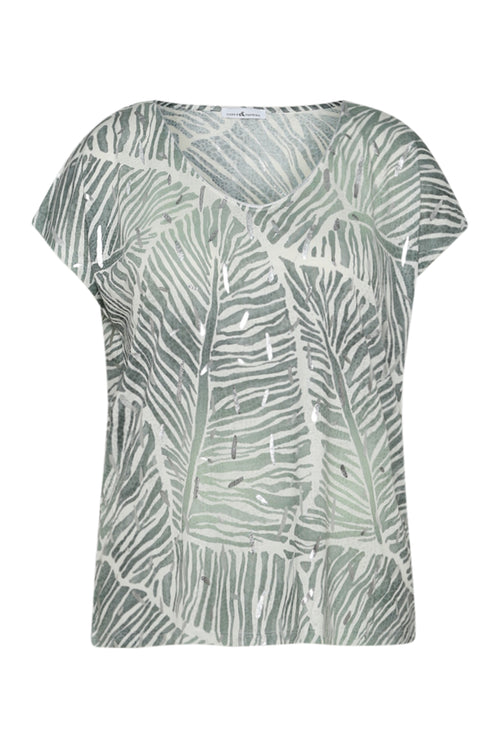 Foil bedrukt T-shirt met bladeren-Paprika-10